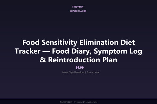 Food Sensitivity Elimination Diet Tracker — Food Diary, Symptom Log & Reintroduction Plan