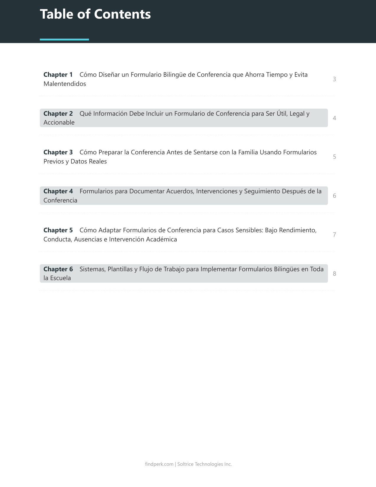 Formularios para Conferencia de Padres y Maestros (Parent-Teacher Conference Forms)