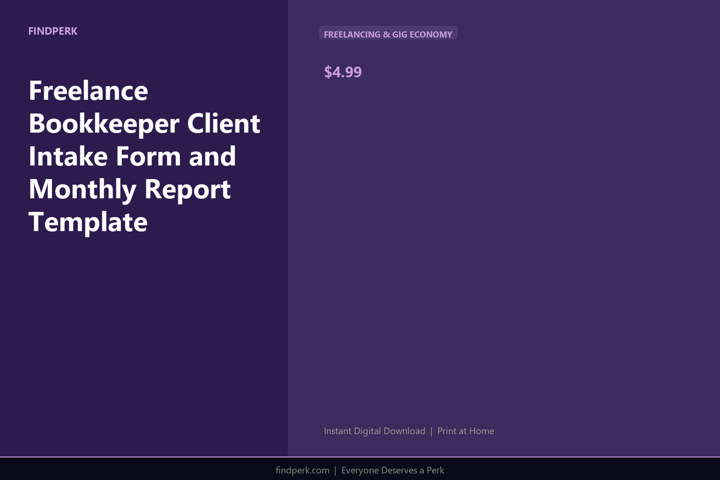 Freelance Bookkeeper Client Intake Form and Monthly Report Template