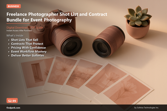 Freelance Photographer Shot List and Contract Bundle for Event Photography