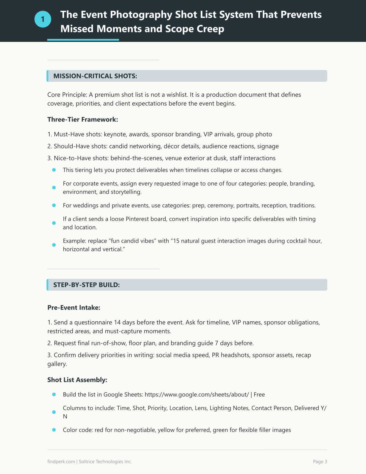 Freelance Photographer Shot List and Contract Bundle for Event Photography