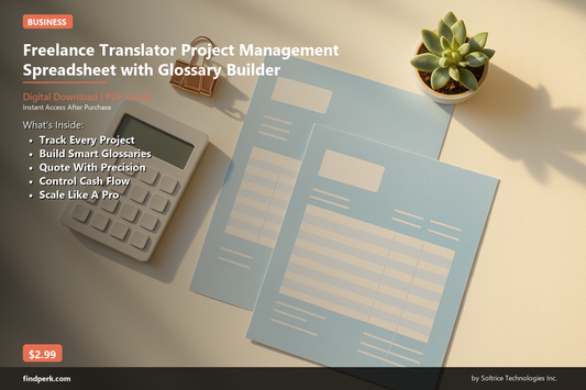 Freelance Translator Project Management Spreadsheet with Glossary Builder