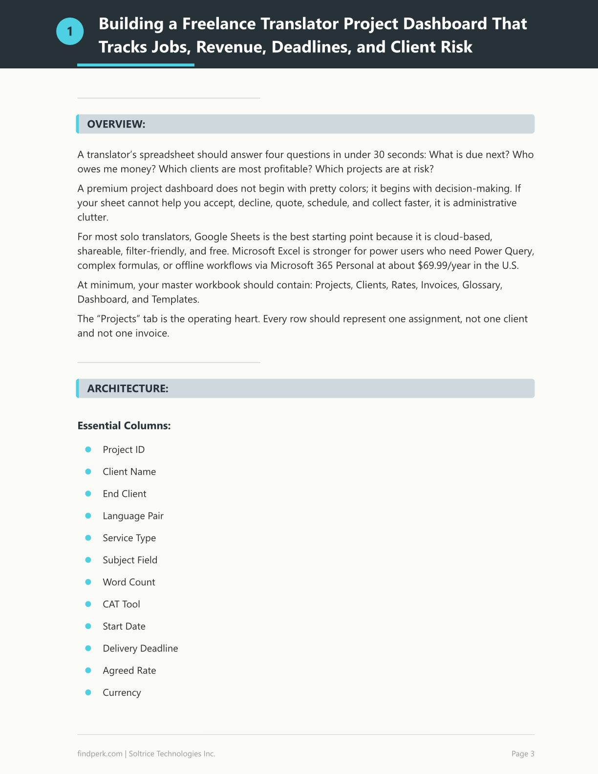 Freelance Translator Project Management Spreadsheet with Glossary Builder