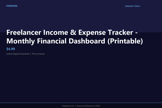Freelancer Income & Expense Tracker - Monthly Financial Dashboard (Printable)