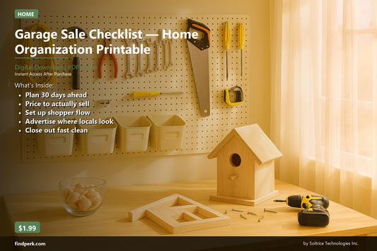 Garage Sale Checklist — Home Organization Printable