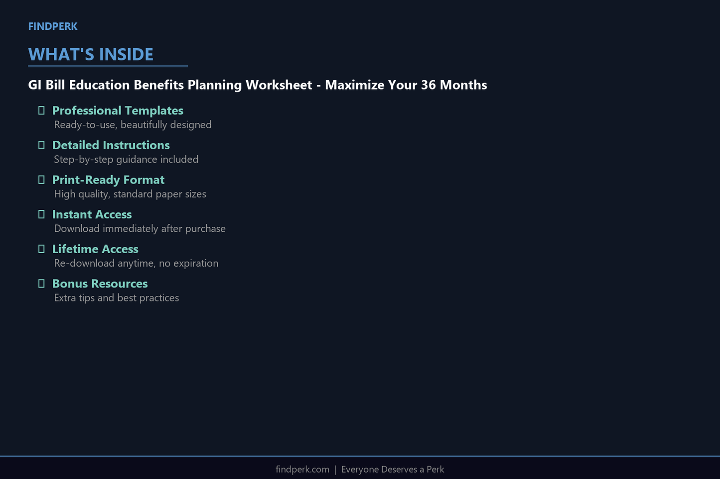 GI Bill Education Benefits Planning Worksheet - Maximize Your 36 Months