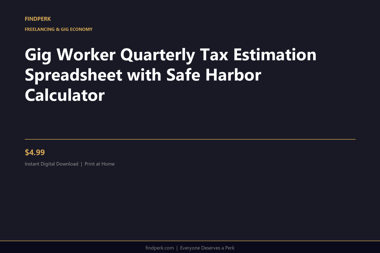 Gig Worker Quarterly Tax Estimation Spreadsheet with Safe Harbor Calculator