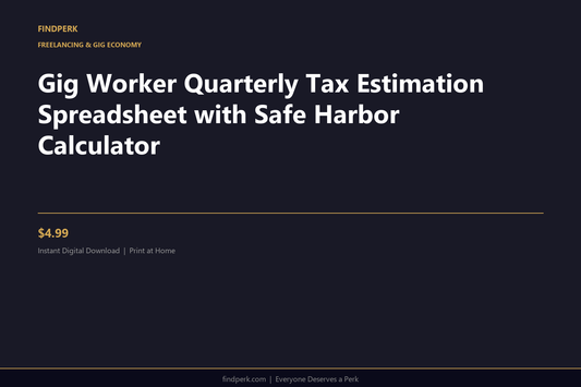 Gig Worker Quarterly Tax Estimation Spreadsheet with Safe Harbor Calculator