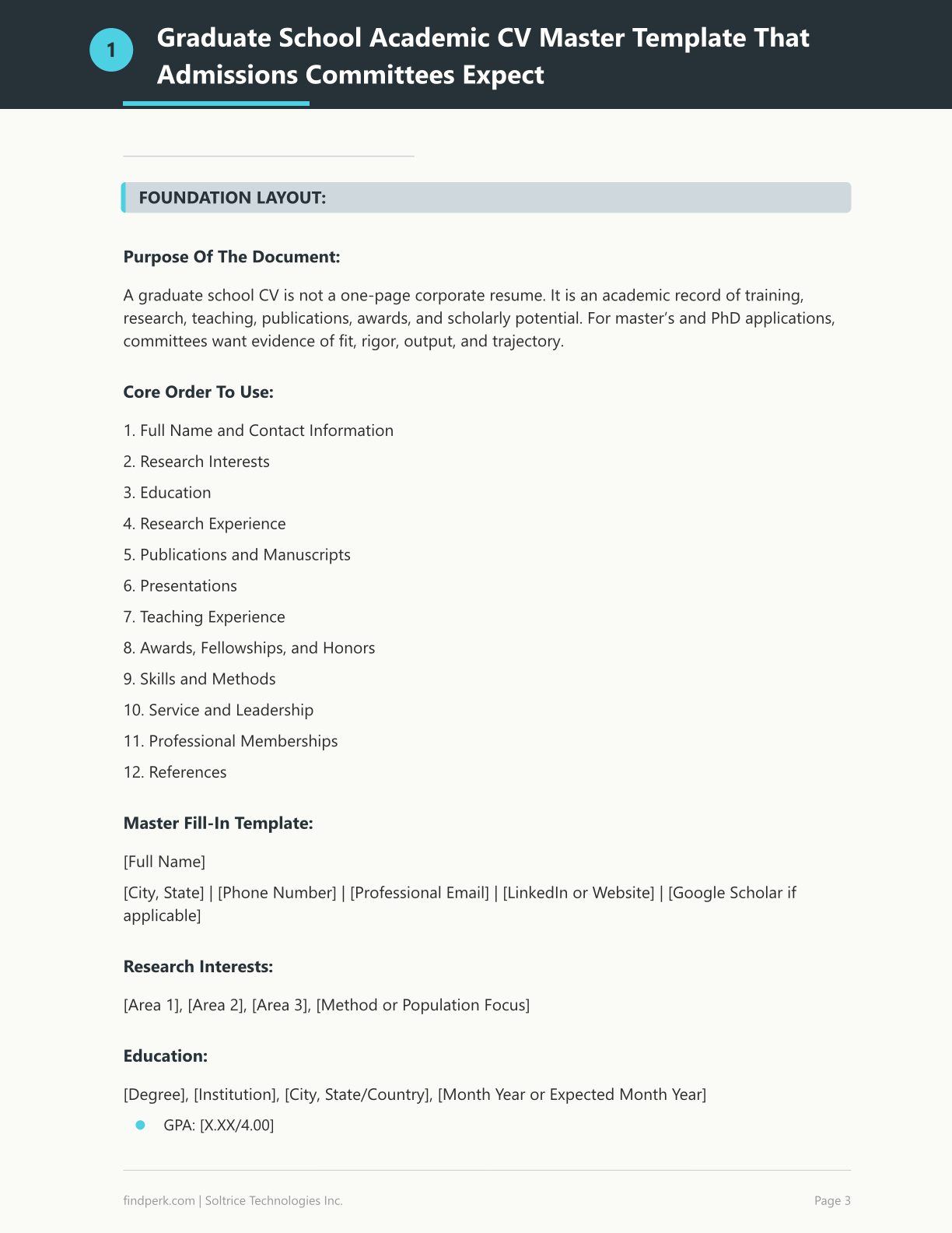 Graduate School CV Template - Academic Research Format
