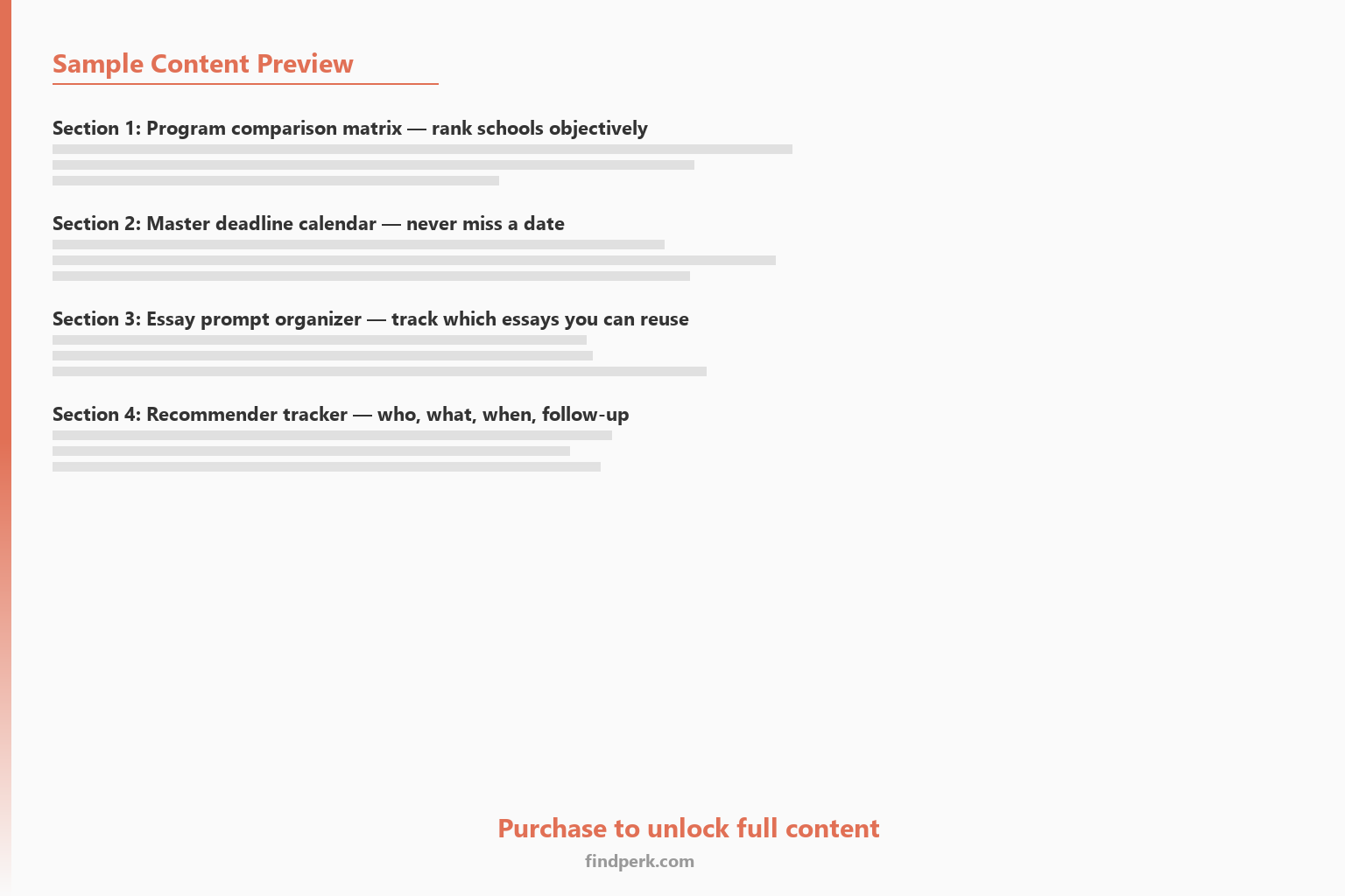 Graduate School Application Tracker - Organize Deadlines, Essays & Recommendations - Content Preview