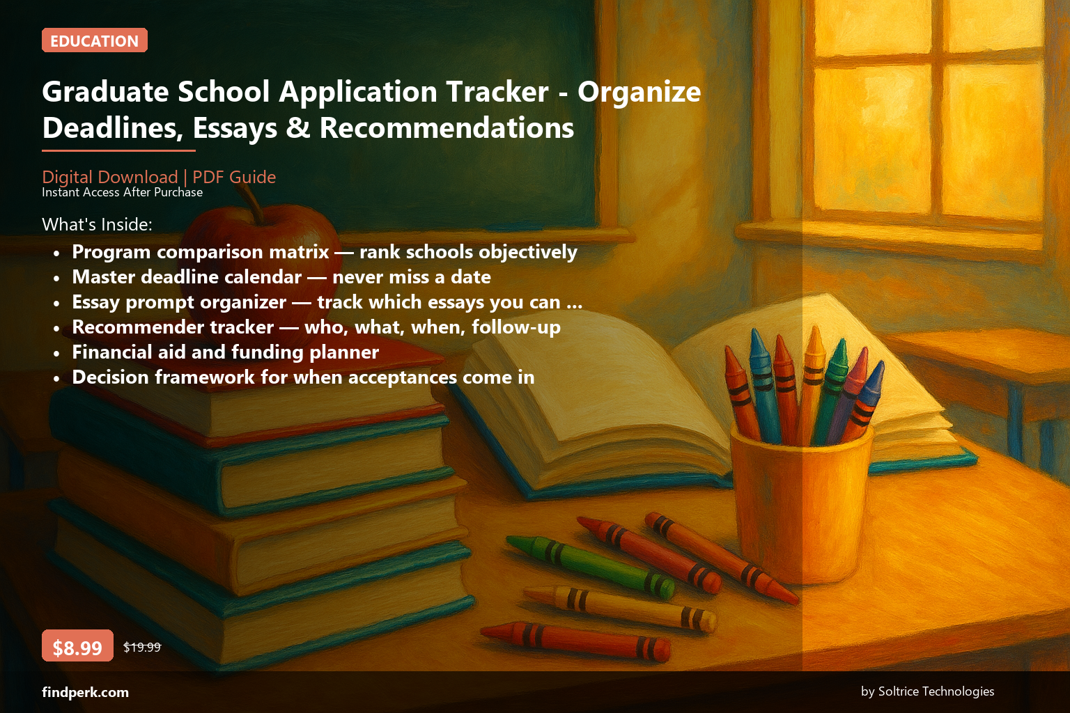 Graduate School Application Tracker - Organize Deadlines, Essays & Recommendations - Cover