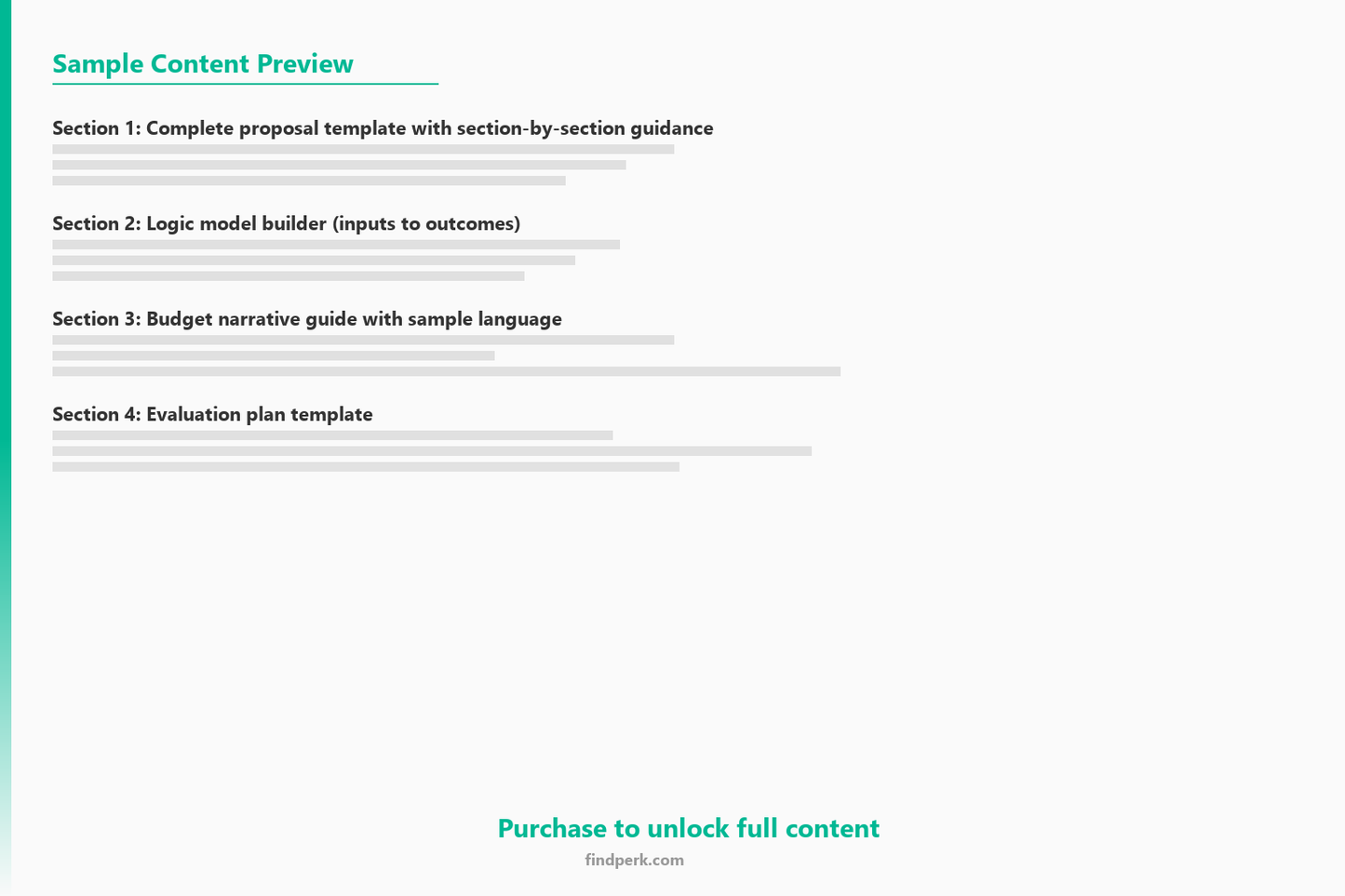 Grant Proposal Writing Template with Logic Model Builder and Budget Narrative Guide - Content Preview