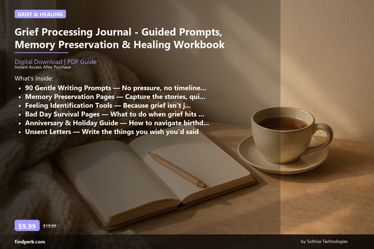 Grief Processing Journal - Guided Prompts, Memory Preservation & Healing Workbook - Cover
