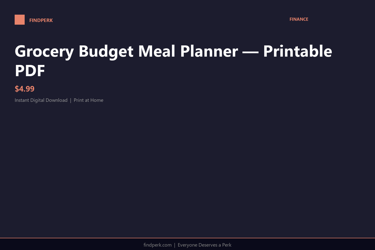 Grocery Budget Meal Planner — Printable PDF