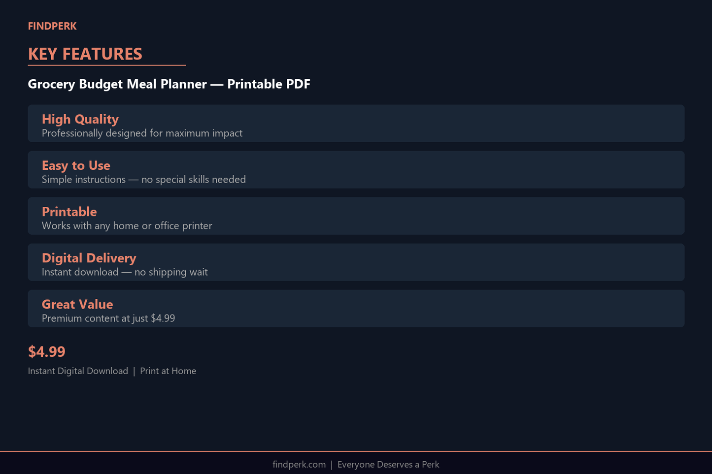 Grocery Budget Meal Planner — Printable PDF