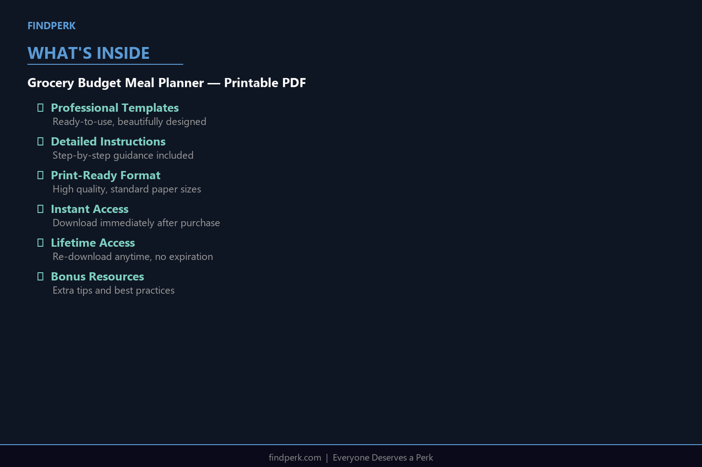 Grocery Budget Meal Planner — Printable PDF