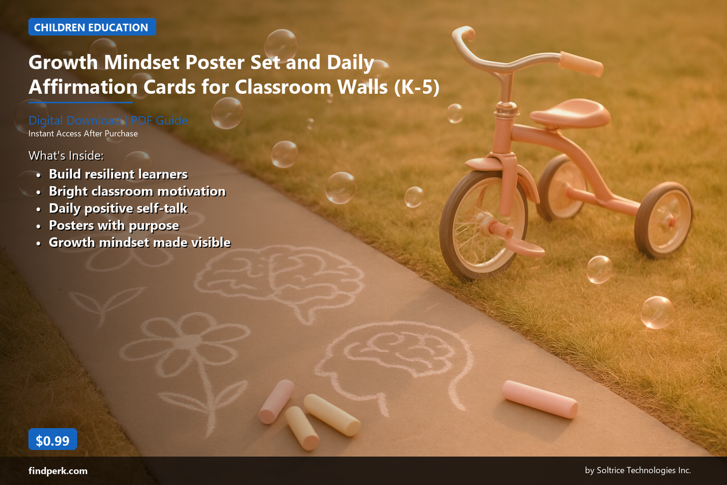 Growth Mindset Poster Set and Daily Affirmation Cards for Classroom Walls (K-5)