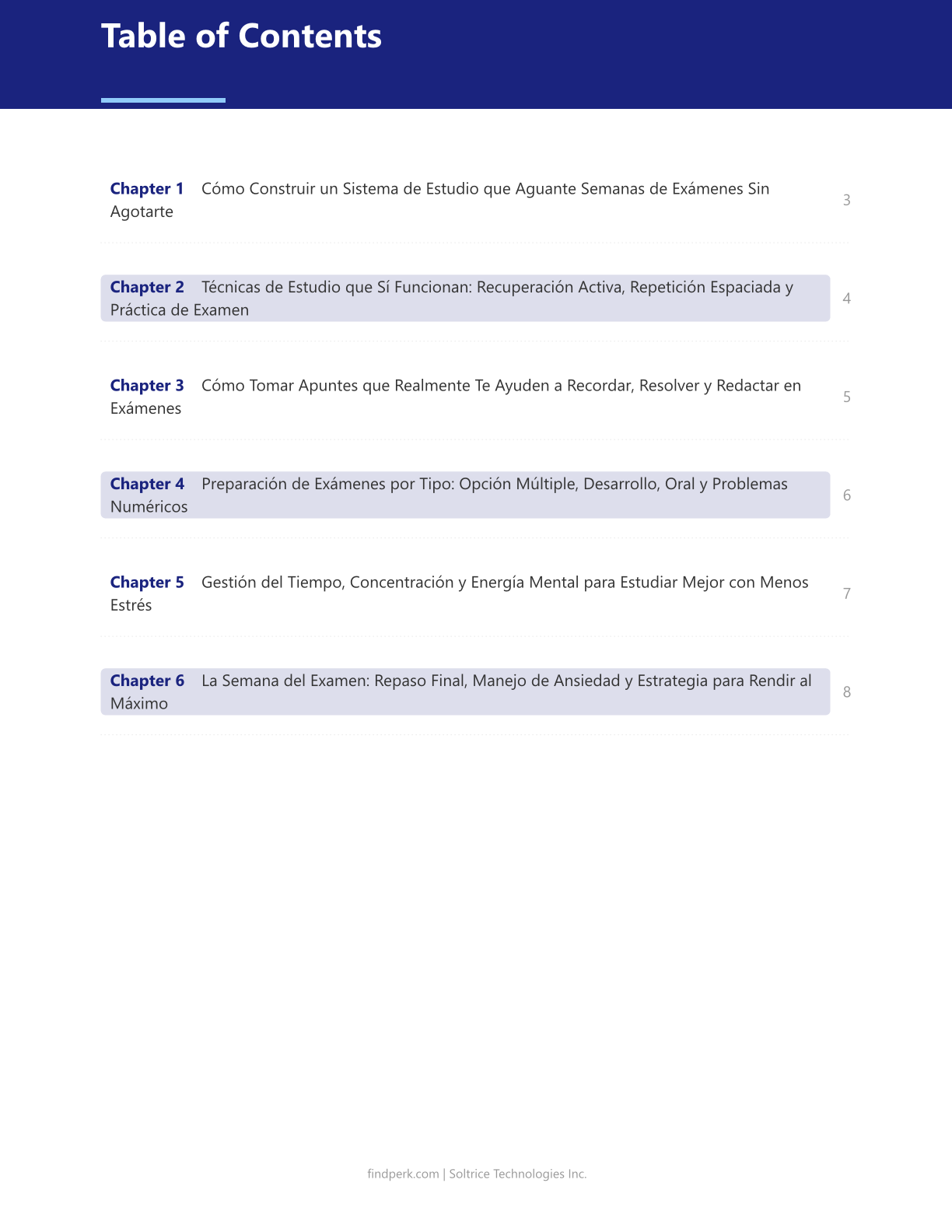 Guia de Estudio y Preparacion para Examenes (Student Study Guide & Exam Prep)