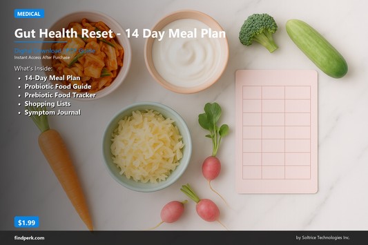 Gut Health Reset 14-Day Meal Plan with Probiotic and Prebiotic Food Tracker