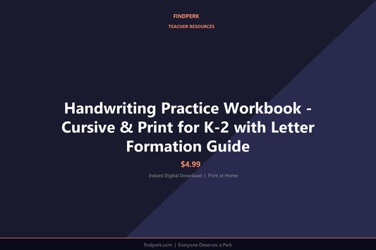 Handwriting Practice Workbook - Cursive & Print for K-2 with Letter Formation Guide