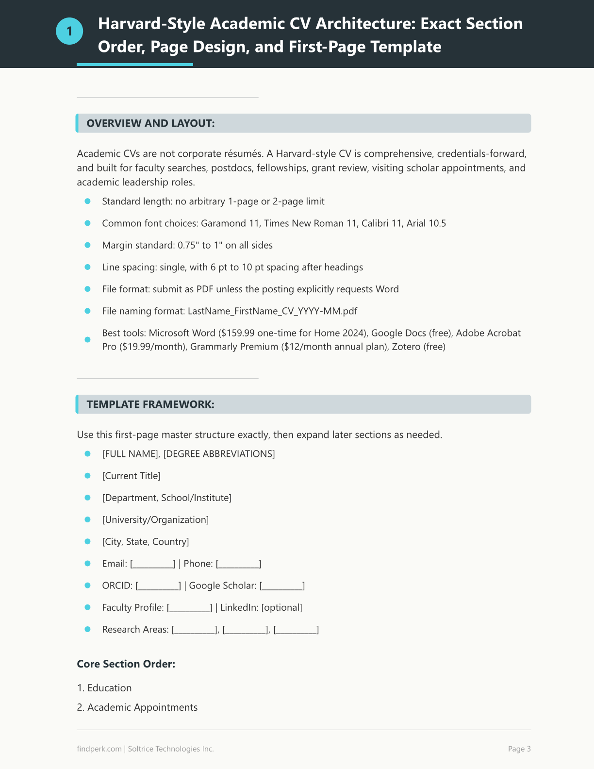Harvard CV Template - Complete Academic Curriculum Vitae Guide