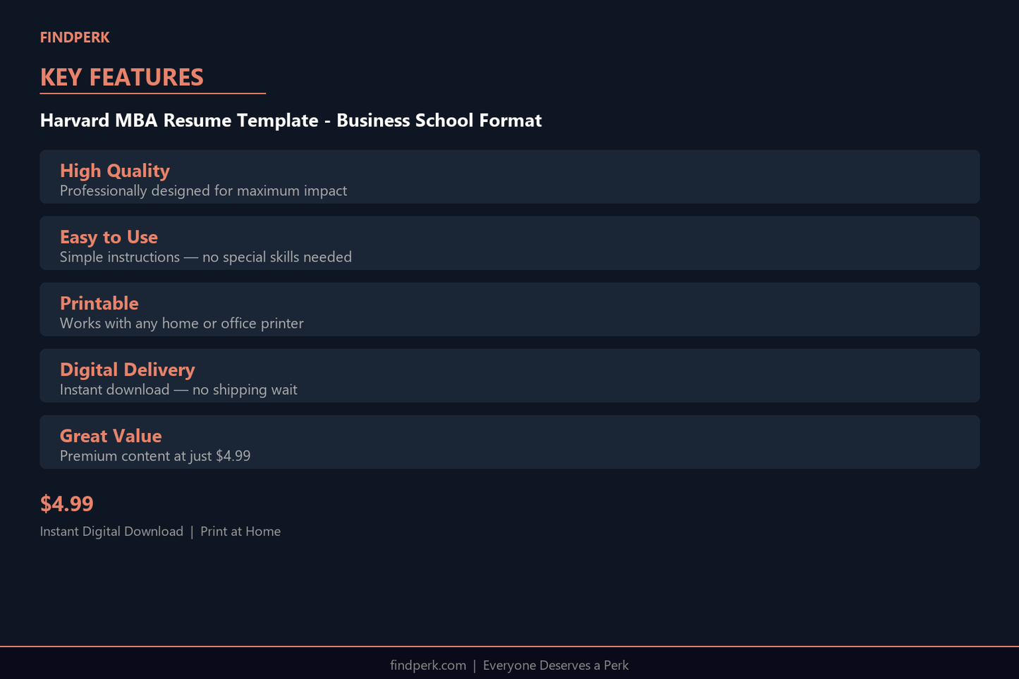 Harvard MBA Resume Template - Business School Format