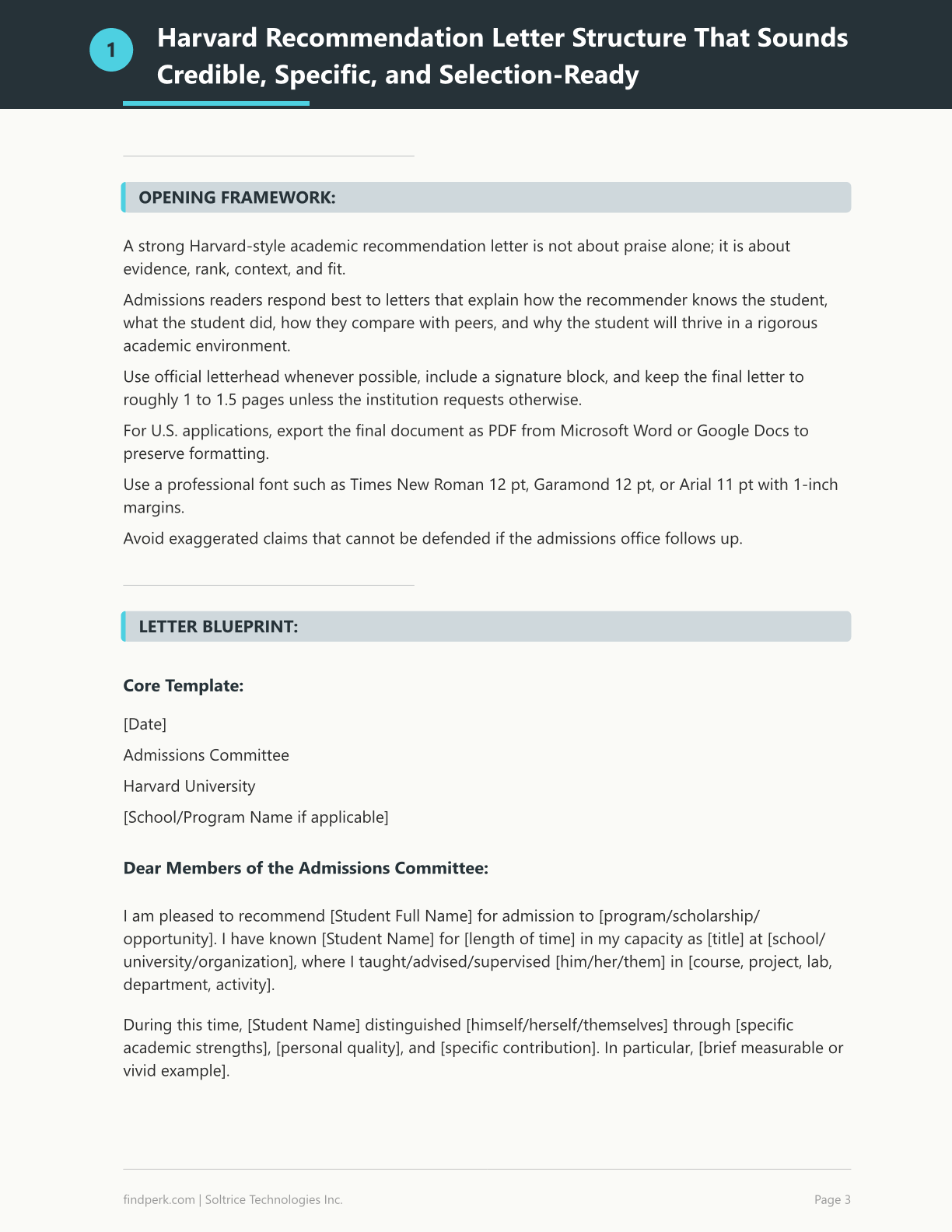 Harvard Recommendation Letter Template - Academic Reference Guide