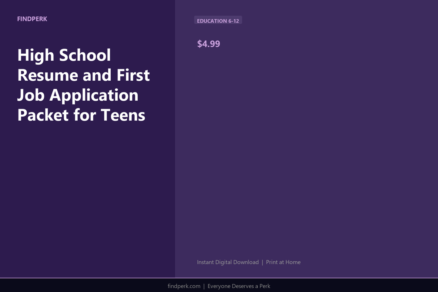 High School Resume and First Job Application Packet for Teens