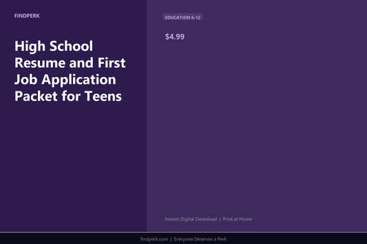 High School Resume and First Job Application Packet for Teens