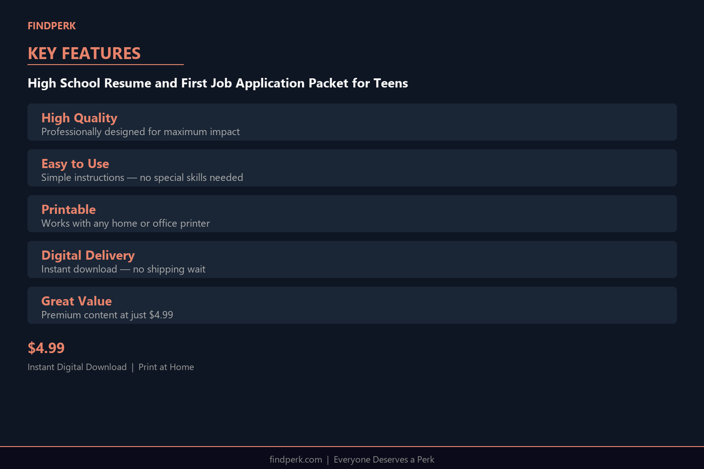 High School Resume and First Job Application Packet for Teens
