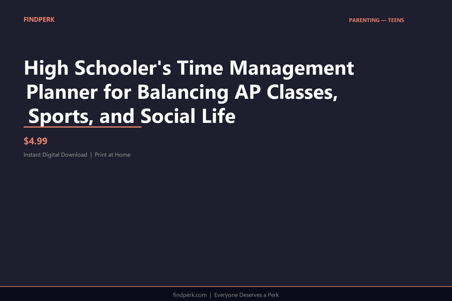 High Schooler's Time Management Planner for Balancing AP Classes, Sports, and Social Life