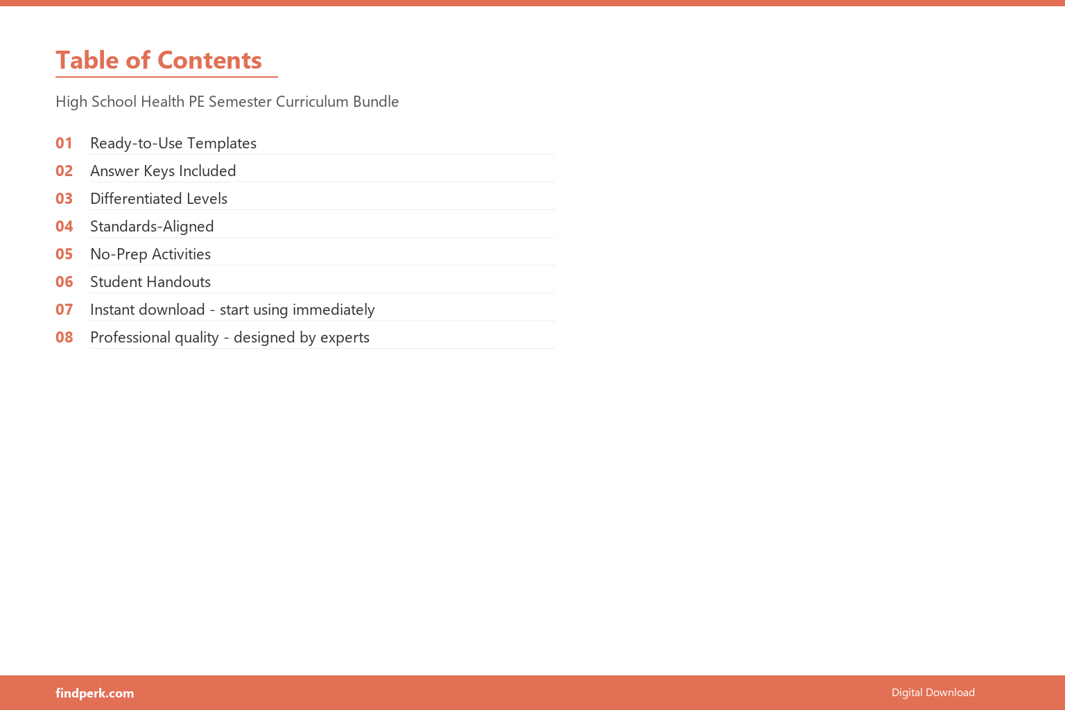 High School Health PE Semester Curriculum Bundle - Table of Contents