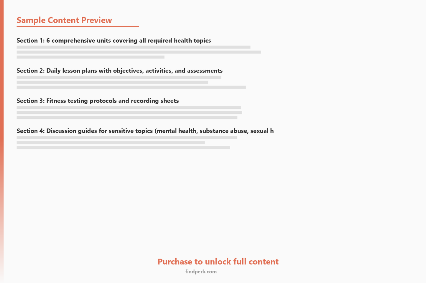 High School Health & PE Semester Curriculum - Complete Lesson Plans & Assessments - Content Preview