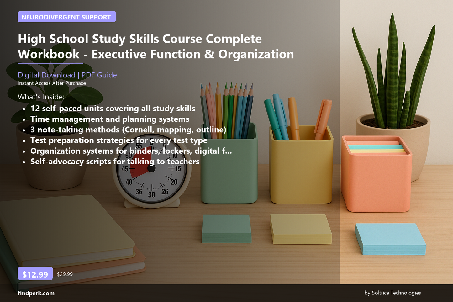 High School Study Skills Course Complete Workbook - Executive Function & Organization - Cover