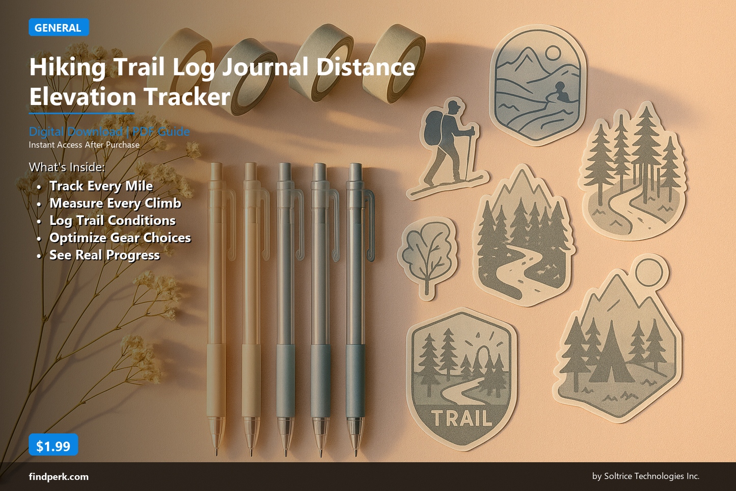 Hiking Trail Log Journal Distance Elevation Tracker