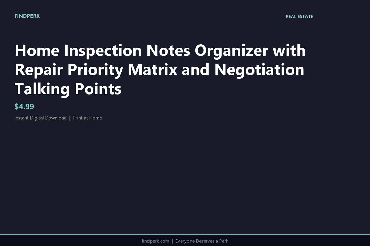 Home Inspection Notes Organizer with Repair Priority Matrix and Negotiation Talking Points