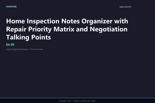 Home Inspection Notes Organizer with Repair Priority Matrix and Negotiation Talking Points