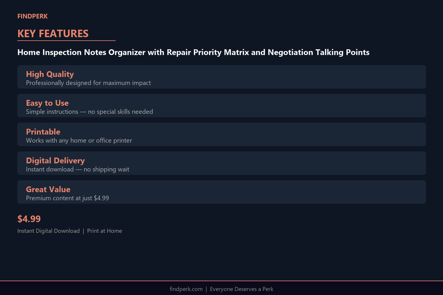 Home Inspection Notes Organizer with Repair Priority Matrix and Negotiation Talking Points