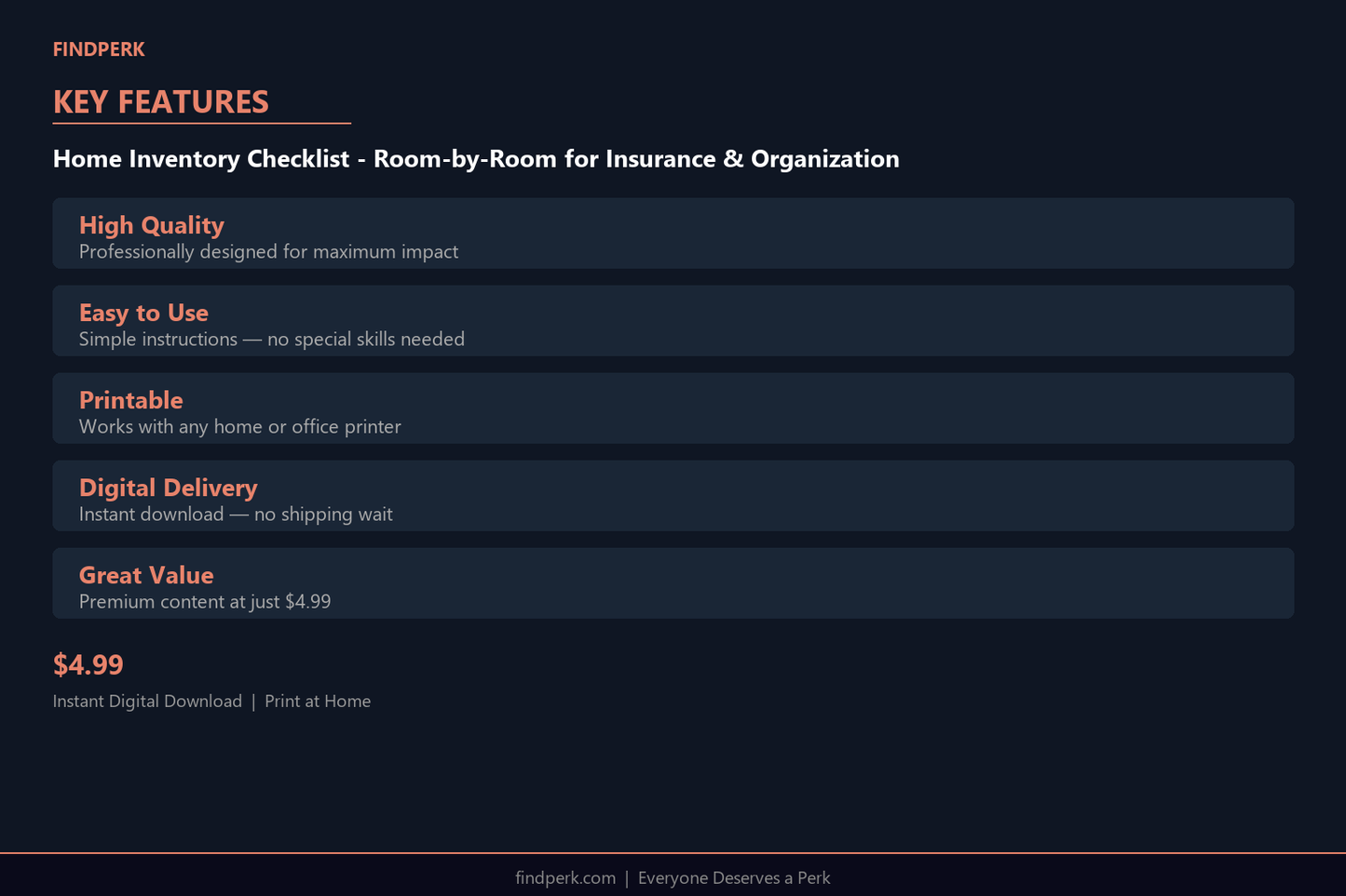 Home Inventory Checklist - Room-by-Room for Insurance & Organization