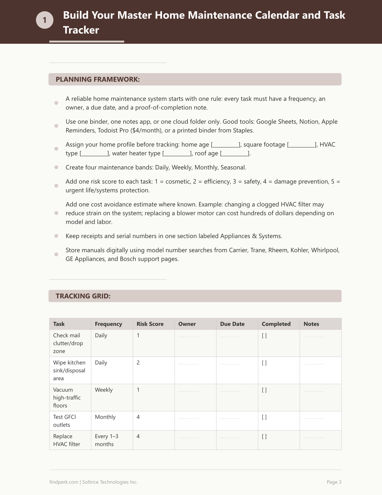 Home Maintenance Schedule — Home Organization Printable