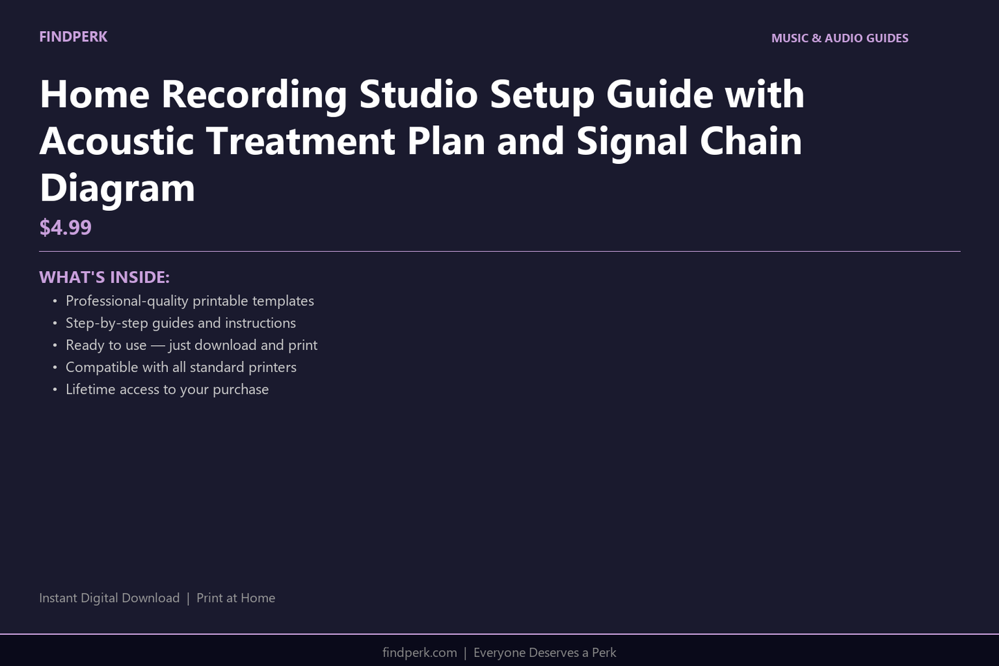 Home Recording Studio Setup Guide with Acoustic Treatment Plan and Signal Chain Diagram