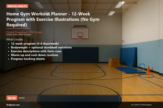 Home Gym Workout Planner - 12-Week Program with Exercise Illustrations (No Gym Required) - Cover