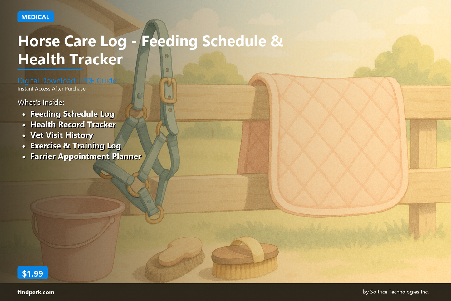Horse Care Log Feeding Schedule Health Tracker