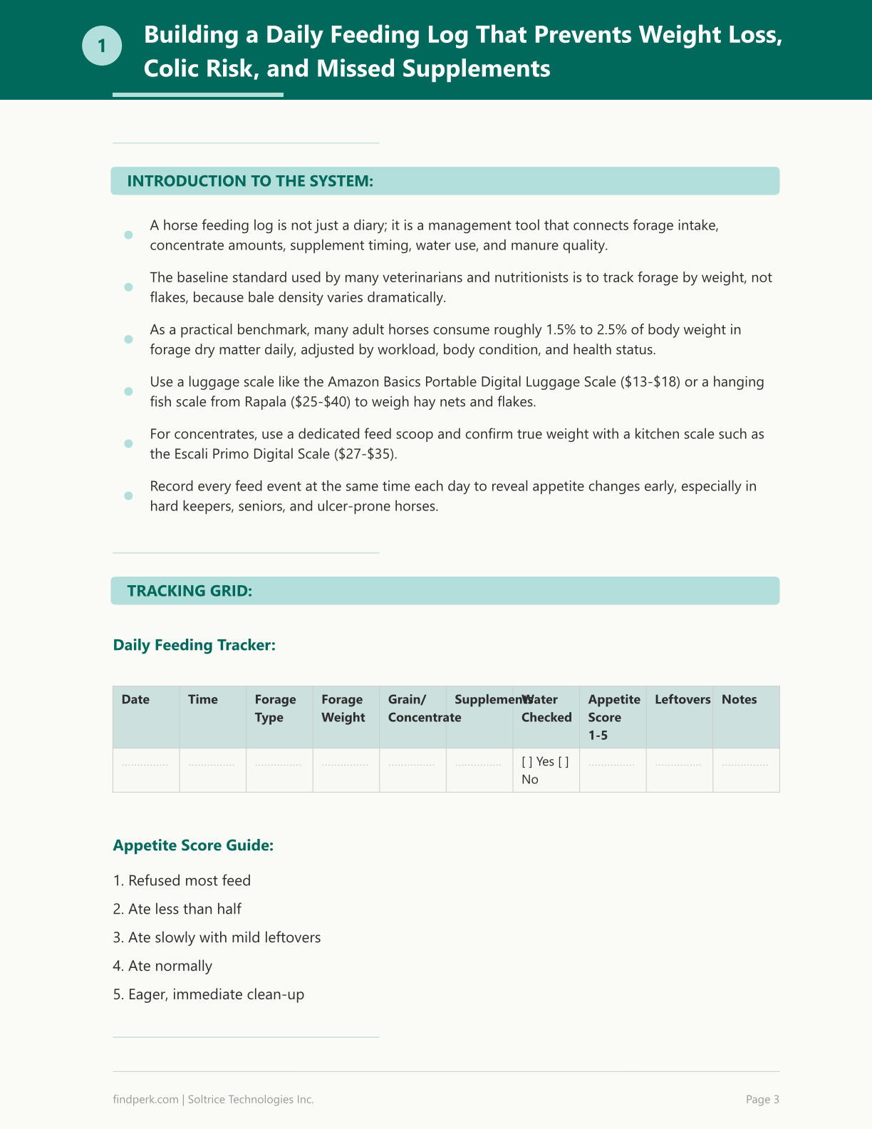 Horse Care Log Feeding Schedule Health Tracker