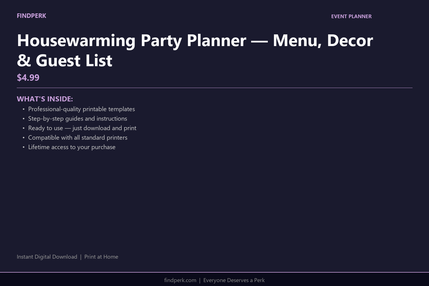Housewarming Party Planner — Menu, Decor & Guest List