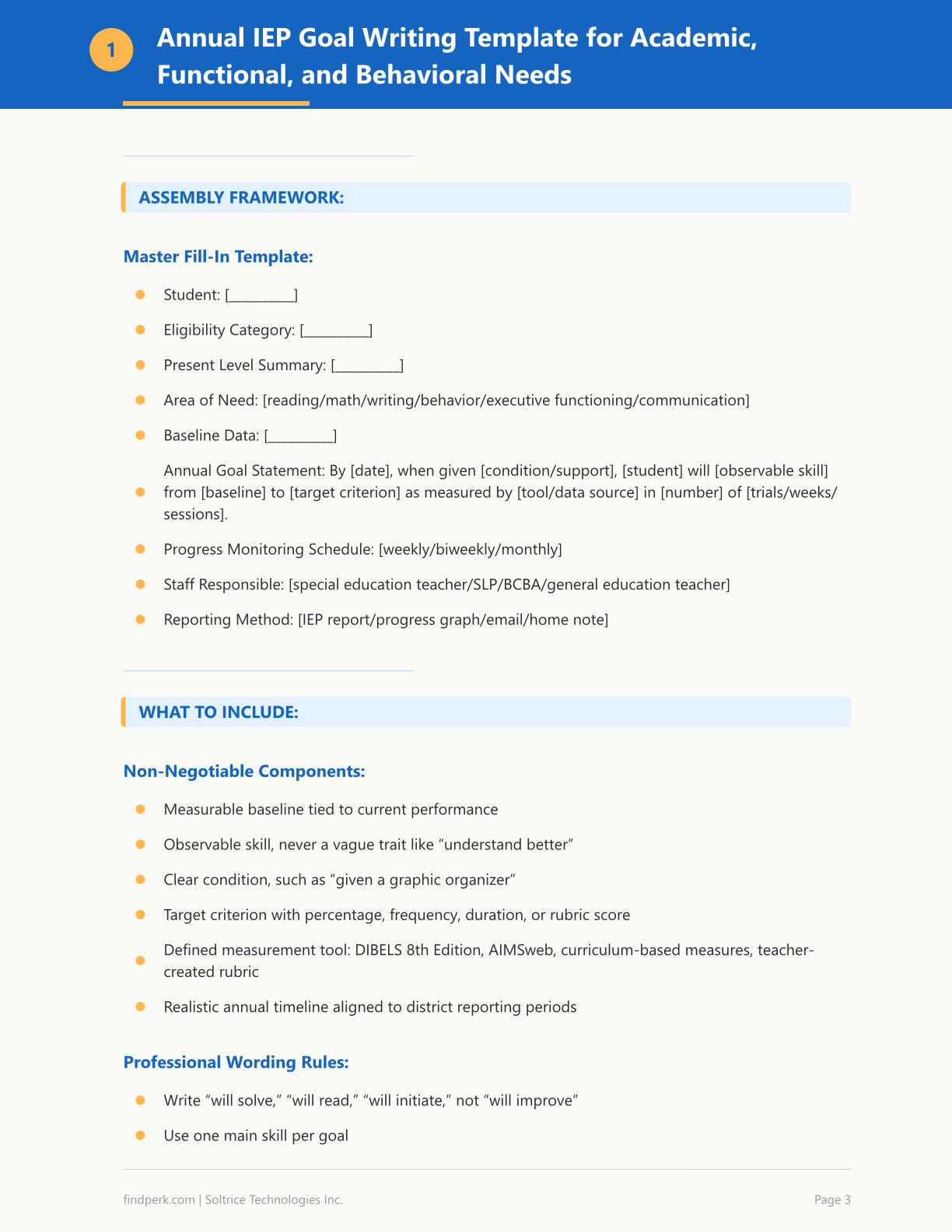 Iep Goal Bank Template — Printable Classroom Resource