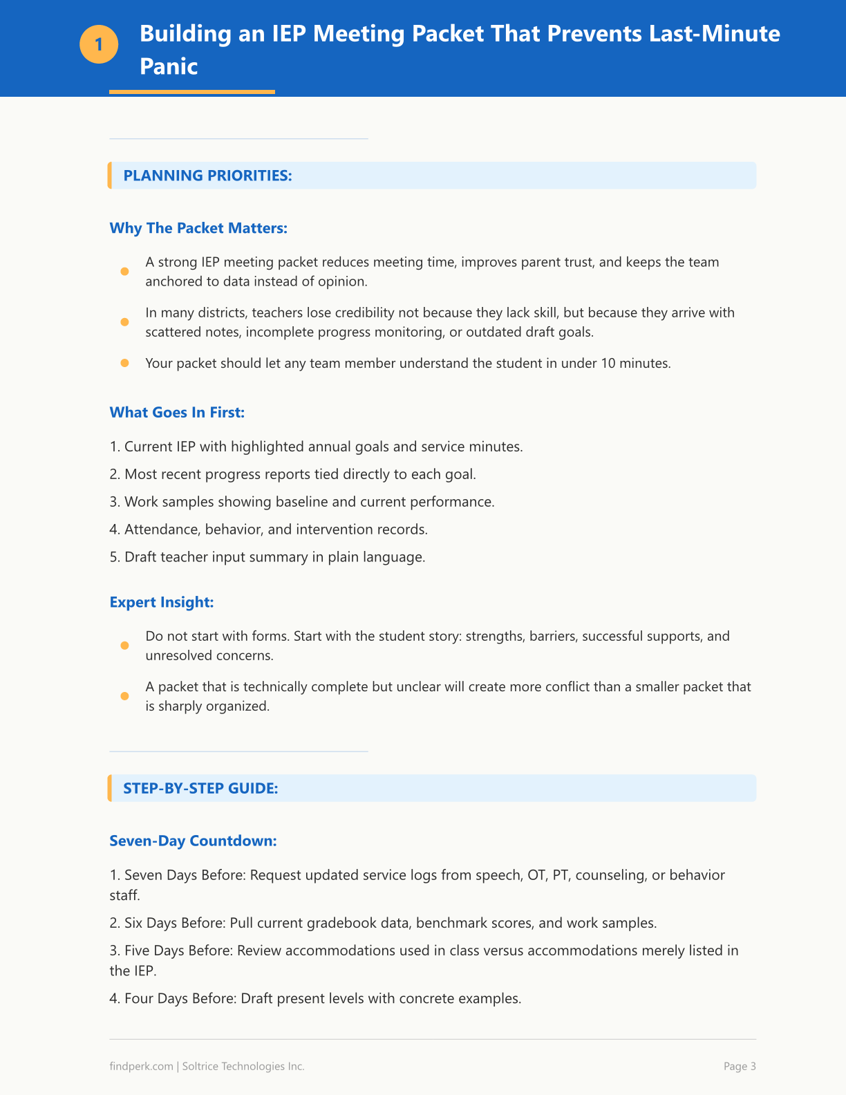 IEP Meeting Preparation Guide for Teachers