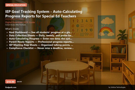 IEP Goal Tracking System - Auto-Calculating Progress Reports for Special Ed Teachers - Cover