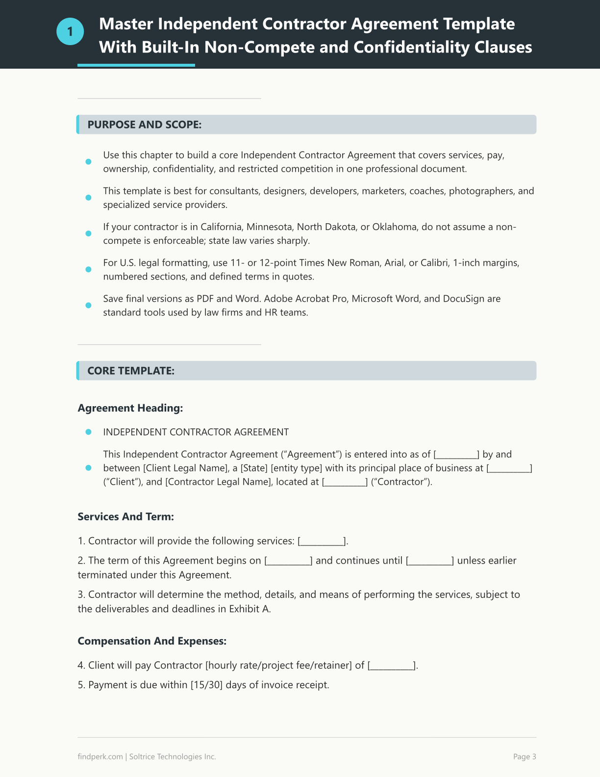 Independent Contractor Agreement Template with Non-Compete and Confidentiality Sections