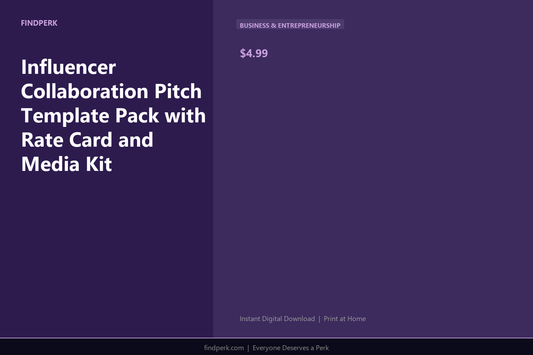 Influencer Collaboration Pitch Template Pack with Rate Card and Media Kit
